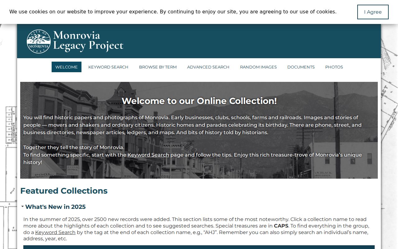 Monrovia city directory Legacy Project catalog search