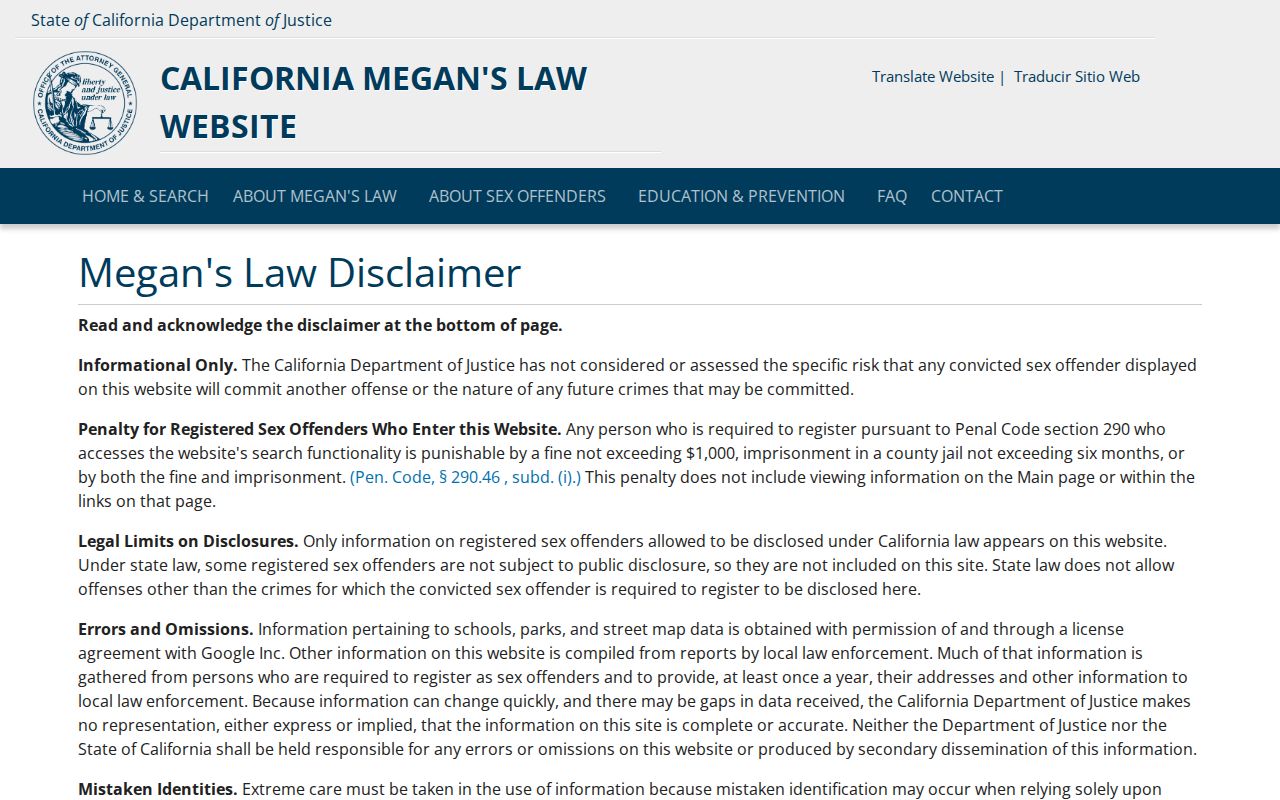 Monrovia residents directory California offender registry search