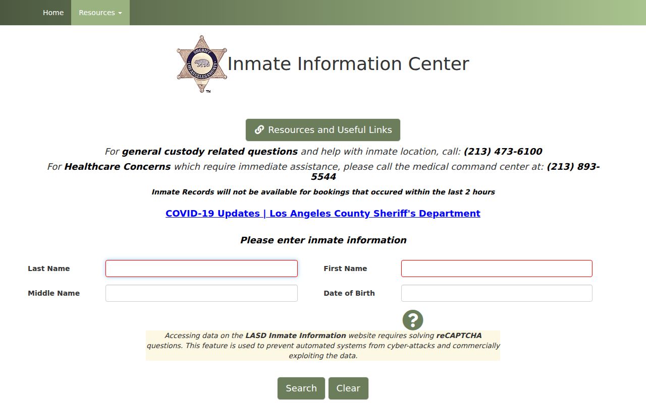 Monrovia residents directory Los Angeles County inmate search
