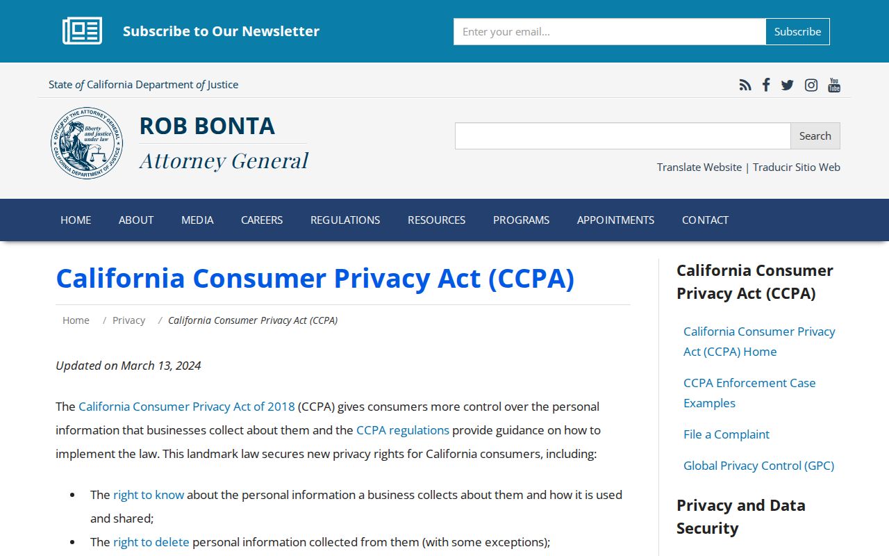 Monrovia neighbors California consumer privacy rights