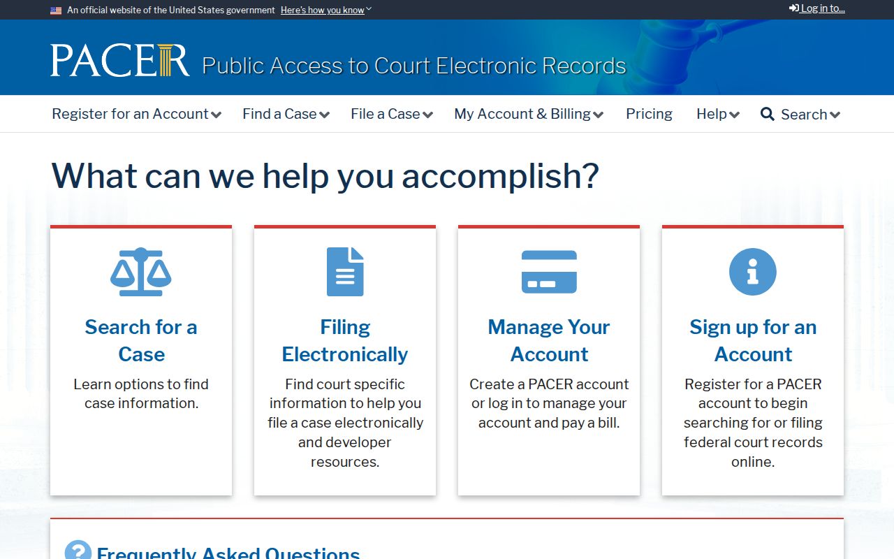 Monrovia resident lookup PACER federal court search