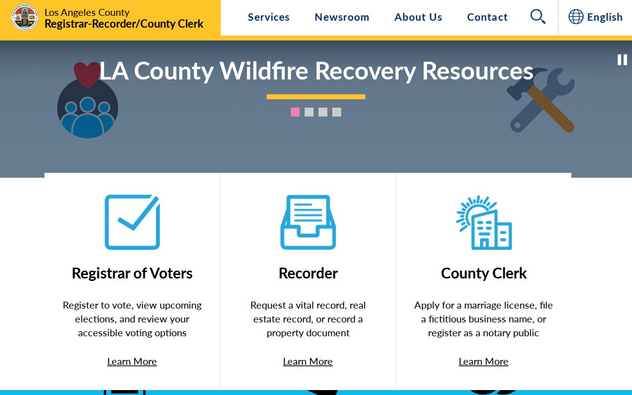 Monrovia ZIP code directory county registrar recorder services